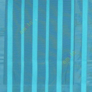 Blue color vertical pencil stripes net finished vertical and horizontal thread crossing checks poly sheer curtain
